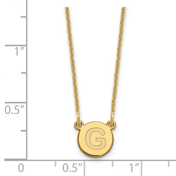 Kazi Luxury 14k Yellow Gold Tiny Circle Block Letter G Initial Necklace - Picture 2 of 4